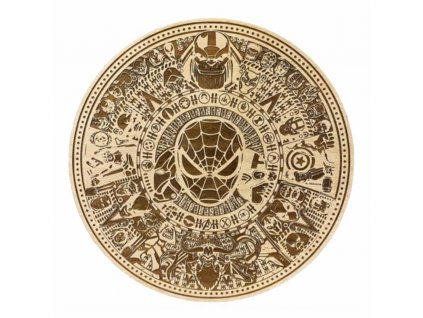 Laserom gravírovaná kruhová mandala superhrdinov do dreva - Spider Man