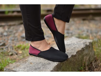 Espadrilky Černá/Vínová 42