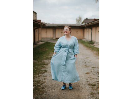 Šaty Barbora lněné modré