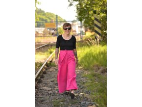 Mušelínové zavinovací kalhoty Magenta