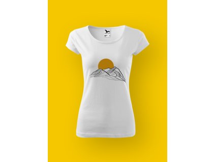 Dámské tričko s potiskem PŘÍRODA - ZÁPAD SLUNCE V HORÁCH-barva 2