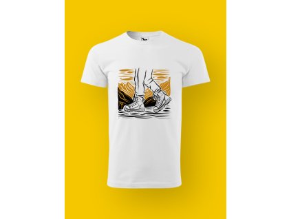 Pánské tričko s potiskem TURISTIKA - BOTY-barva