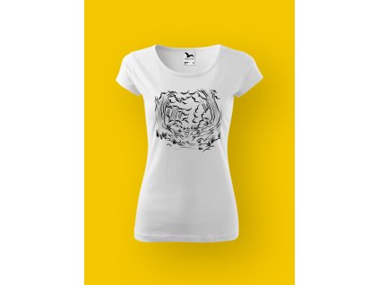 Dámské tričko s potiskem TURISTIKA - POTŮČEK POD STROMY