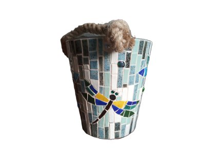 Obal na květináč mozaika-Vážky