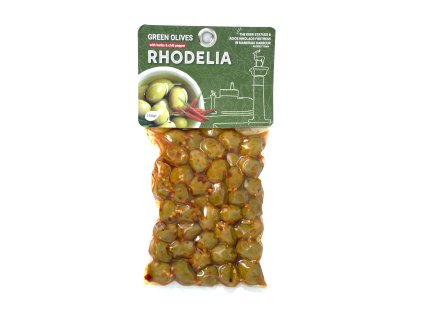 Nakládané olivy zelené - chilli 250g