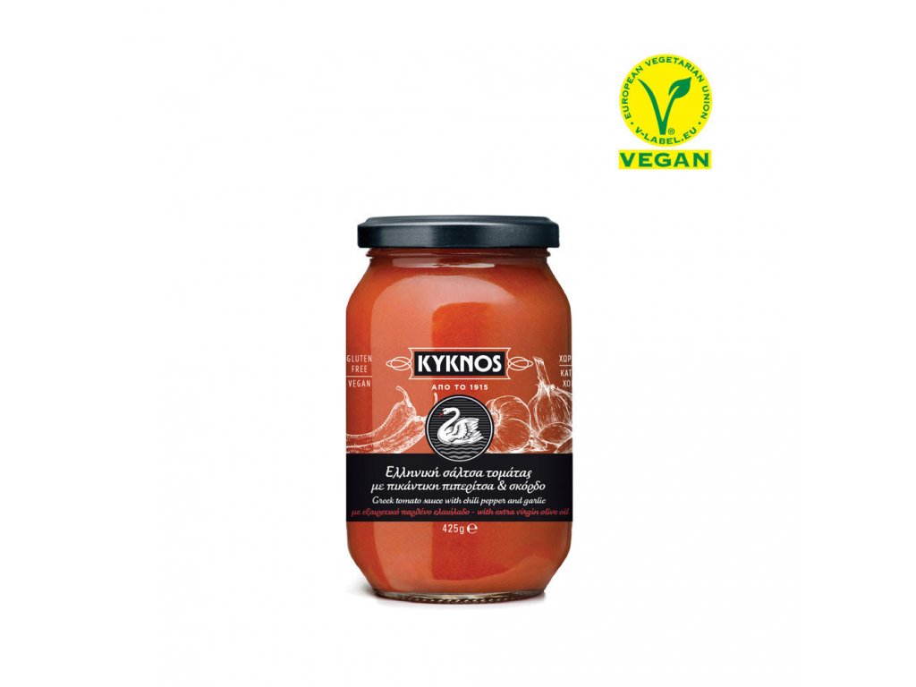 tomato sauce chilipepper garlic with vegan logo