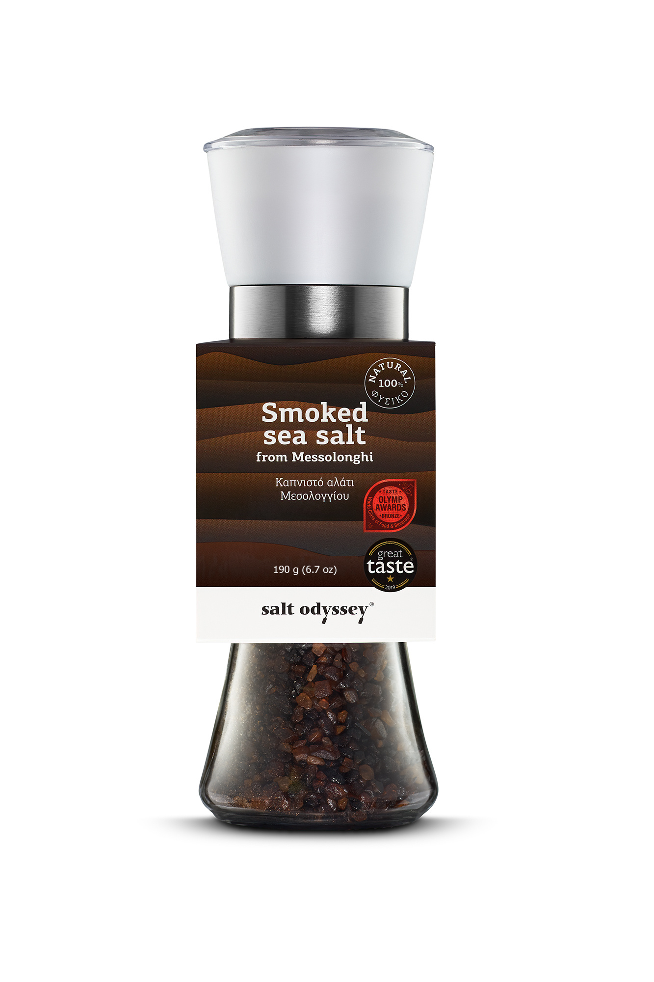 Uzená mořská hrubá sůl 190 g mlýnek Salt Odyssey