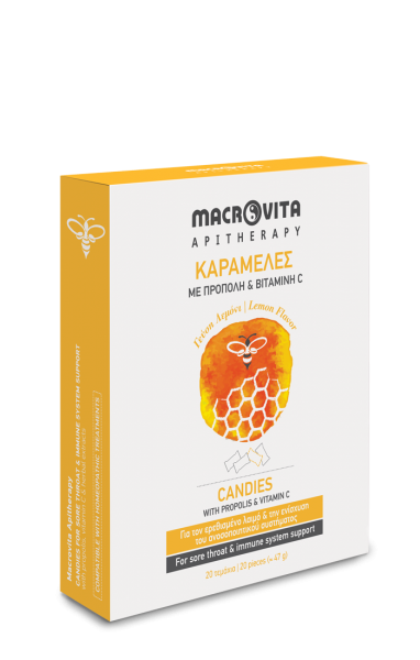MACROVITA Bonbony s propolisem a vitamínem C, s příchutí Citrón