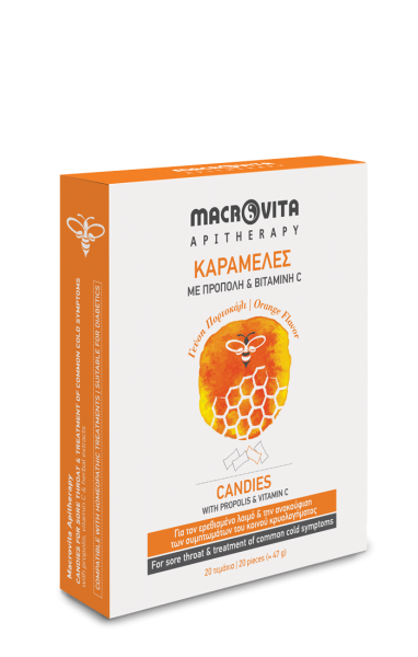 MACROVITA Bonbony s propolisem a vitamínem C, s příchutí Pomeranče