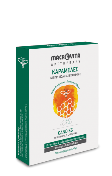 MACROVITA Bonbony s propolisem a vitamínem C, s příchutí Eukalyptu