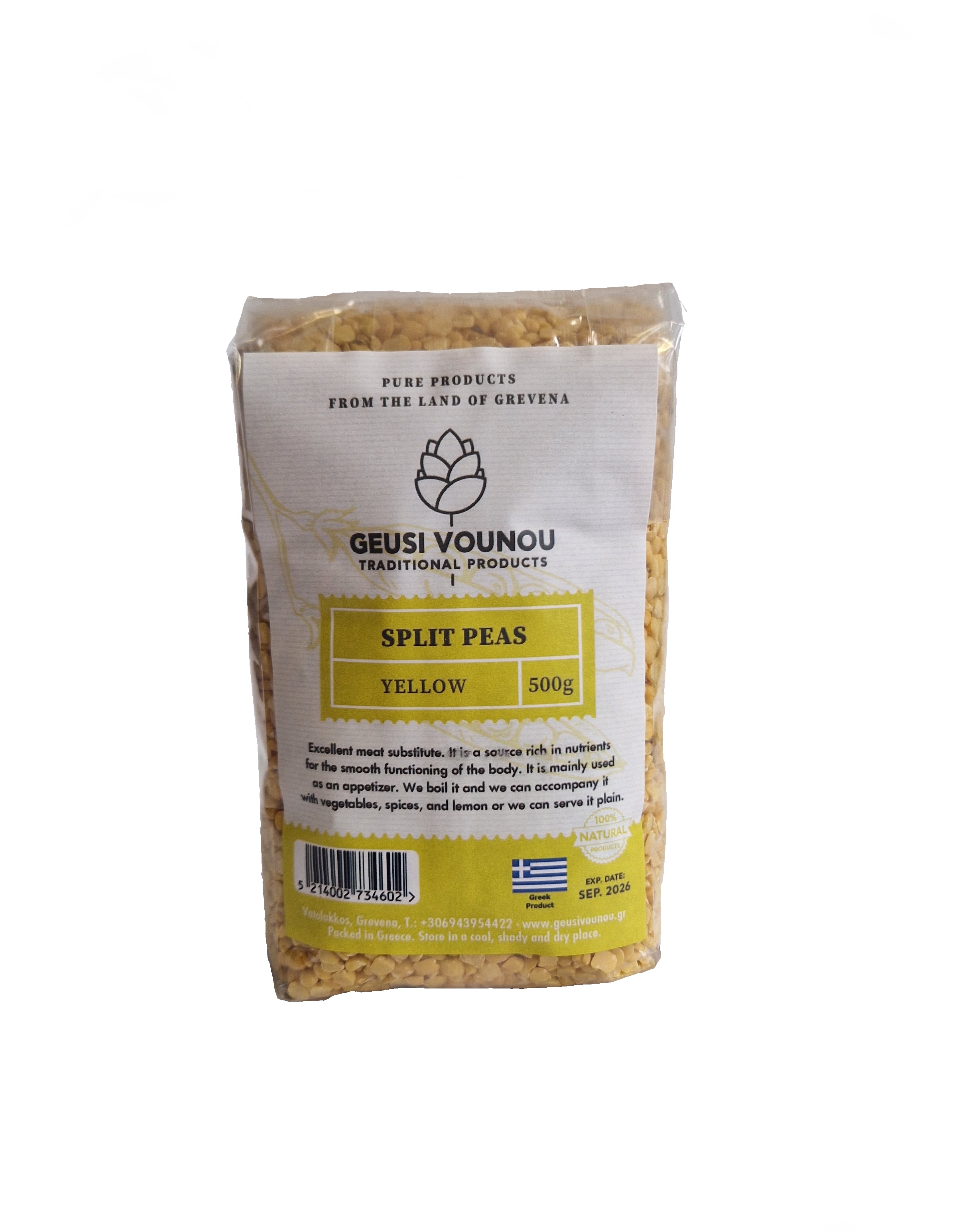 GEUSI VOUNOU Řecký hrách žlutý půlený 500 g