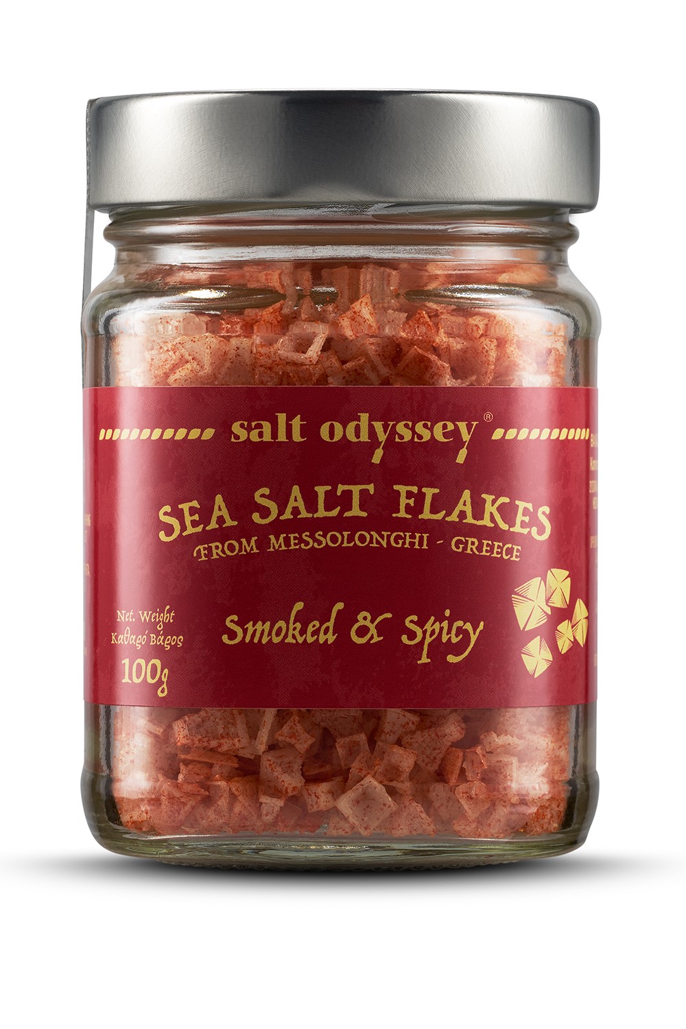 Vločky mořské soli smoked & spicy 100 g sklo Salt Odyssey