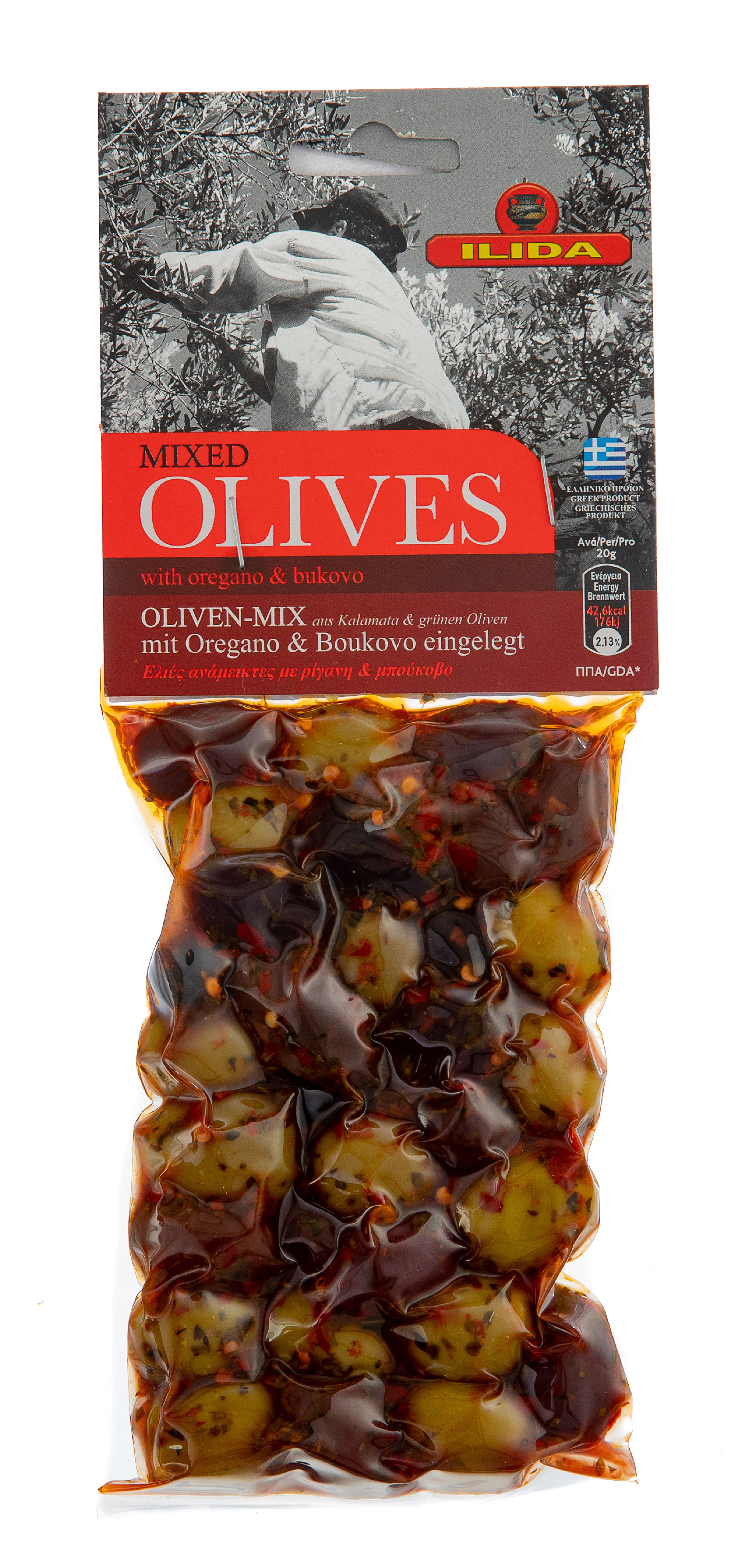ILIDA Mix zelených a černých oliv s BUKOVEM, s peckou 150 g