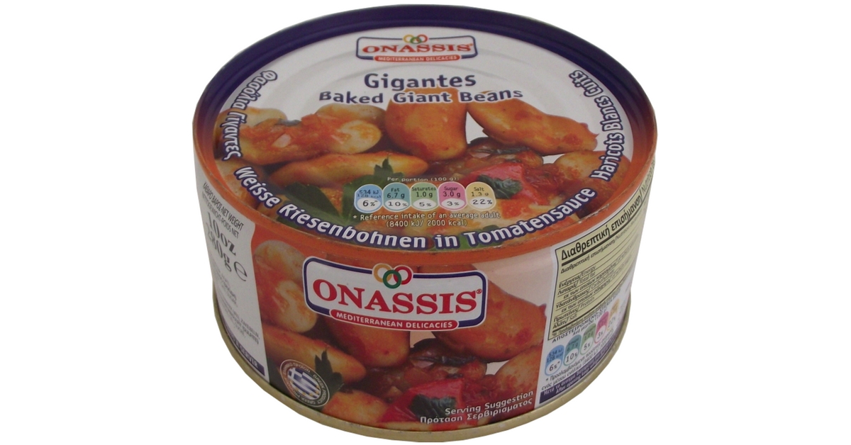 Velké bílé fazole v tomatě pečené 280 g plech - ONASSIS