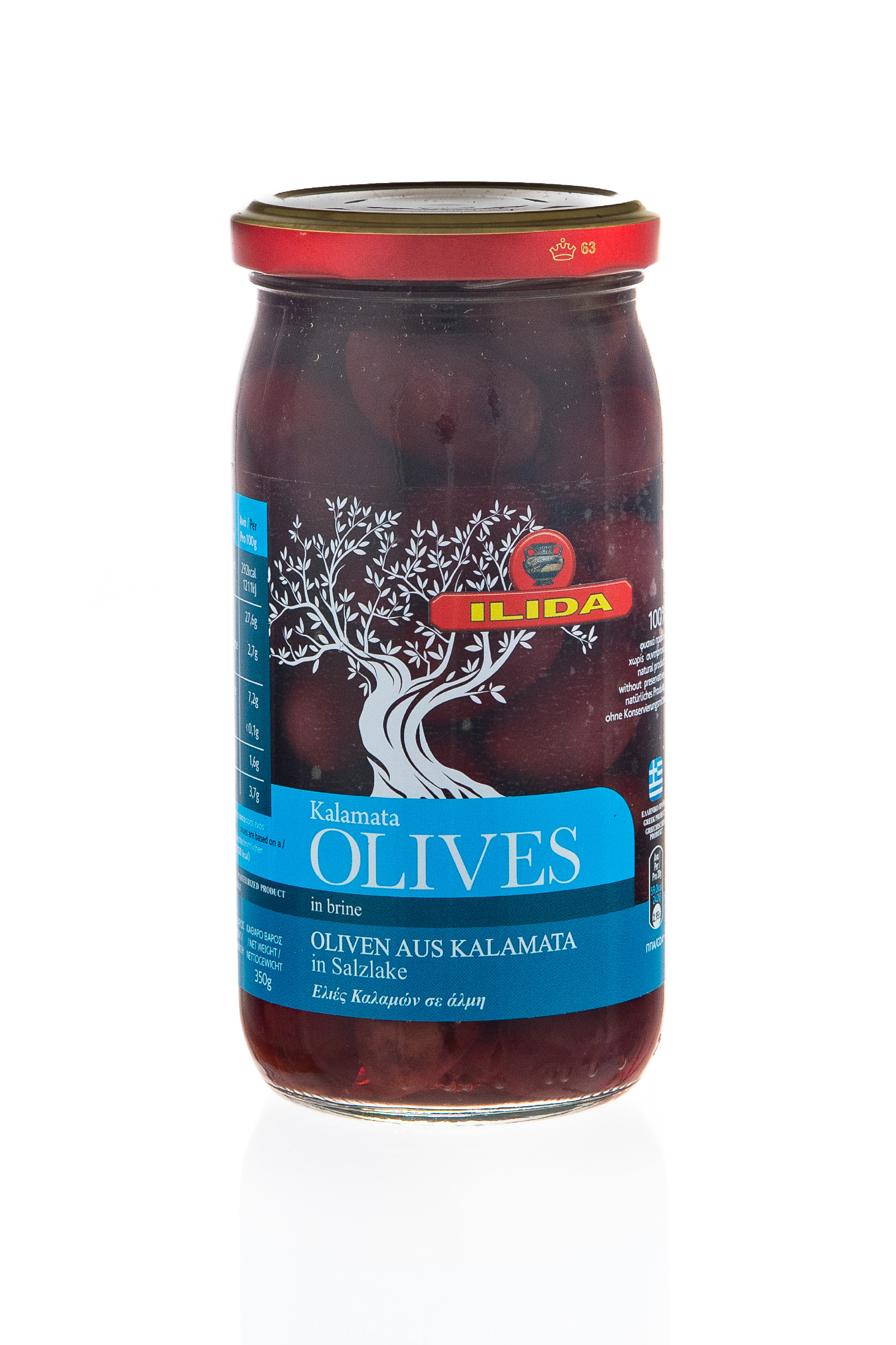 ILIDA Olivy černé KALAMATA s peckou 350 g