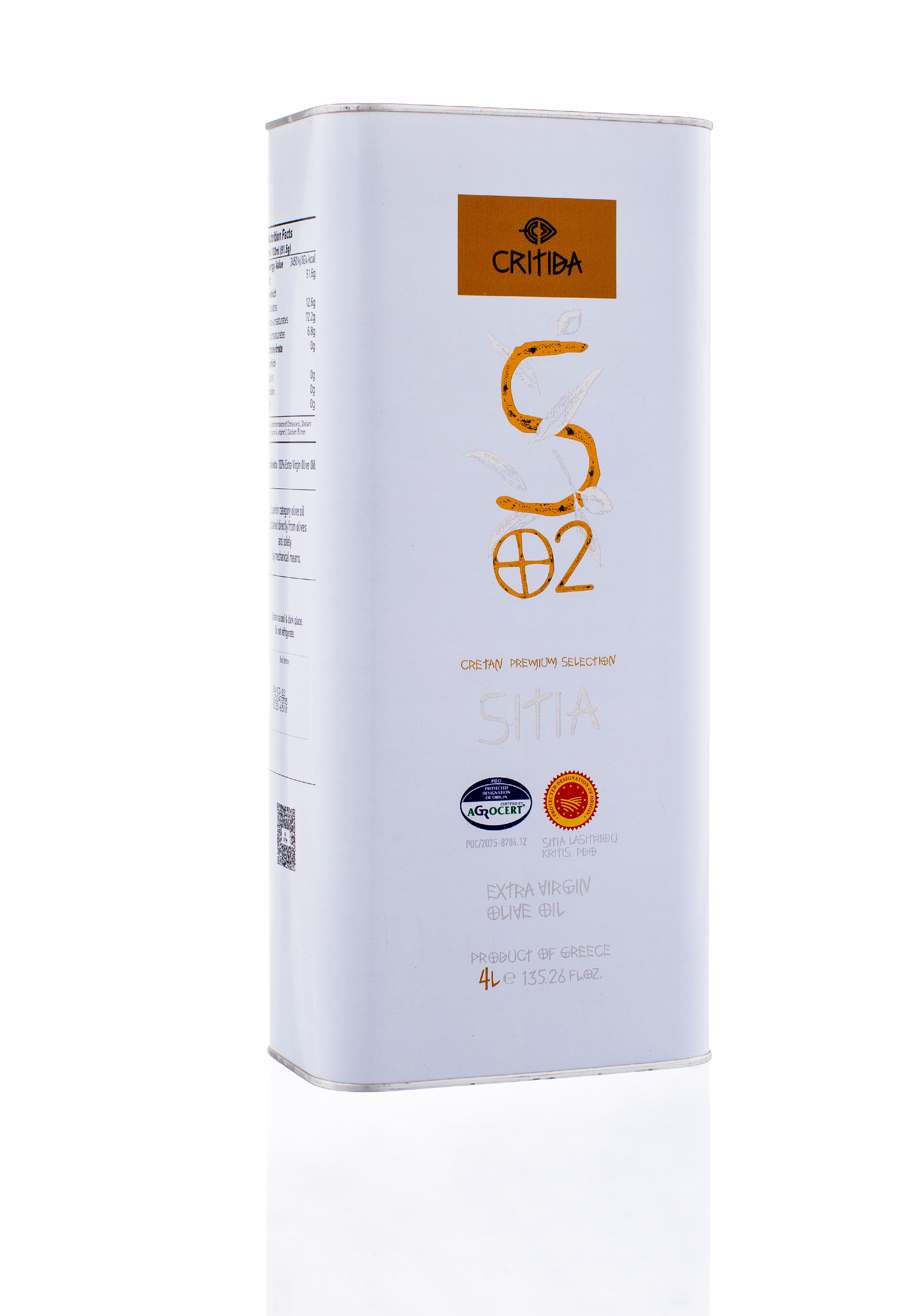 PŘEDPRODEJ Extra panenský olivový olej SITIA PDO 0.2 CRITIDA 4 l DESIGN