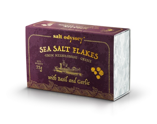 SALT ODYSSEY Mořská sůl s bazalkou a česnekem 75 g dárková krabička