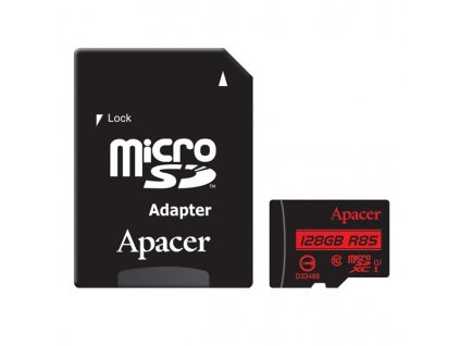 Apacer paměťová karta Secure Digital Card V10, 128GB, micro SDXC, AP128GMCSX10U5-R, UHS-I U1 (Class 10), s adaptérem
