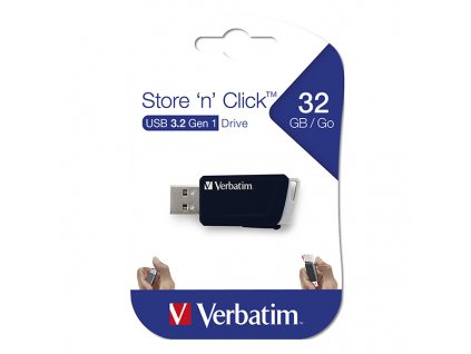 Verbatim USB flash disk, USB 3.0, 32GB, Store N Click, černý, 49307, USB A, s výsuvným konektorem