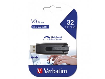 Verbatim USB flash disk, USB 3.0, 32GB, V3, Store N Go, černý, 49173, USB A, s výsuvným konektorem