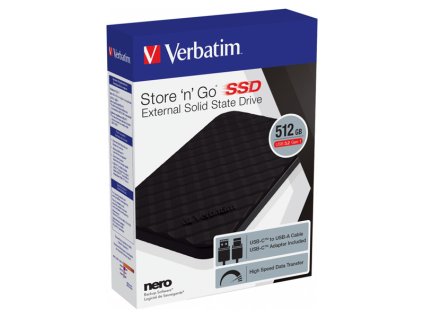 SSD Verbatim 2.5", externí USB 3.2 Gen 1, 512GB, Store N Go, 53250, USB-A/Micro-B, obsahuje adaptér USB-A na USB-C(TM)
