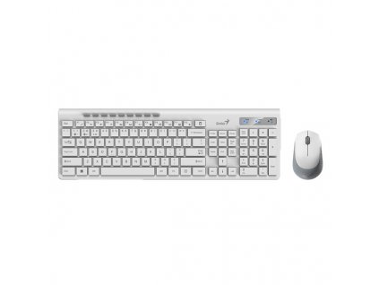 Genius SlimStar 8230, sada klávesnice s bezdrátovou optickou myší, 1x AA, 1x AA, CZ/SK, klasická, Dual-Mode typ bezdrátová, bílá,