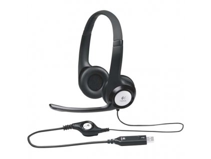 Logitech Stereo H390, sluchátka s mikrofonem, ovládání hlasitosti, černá, USB