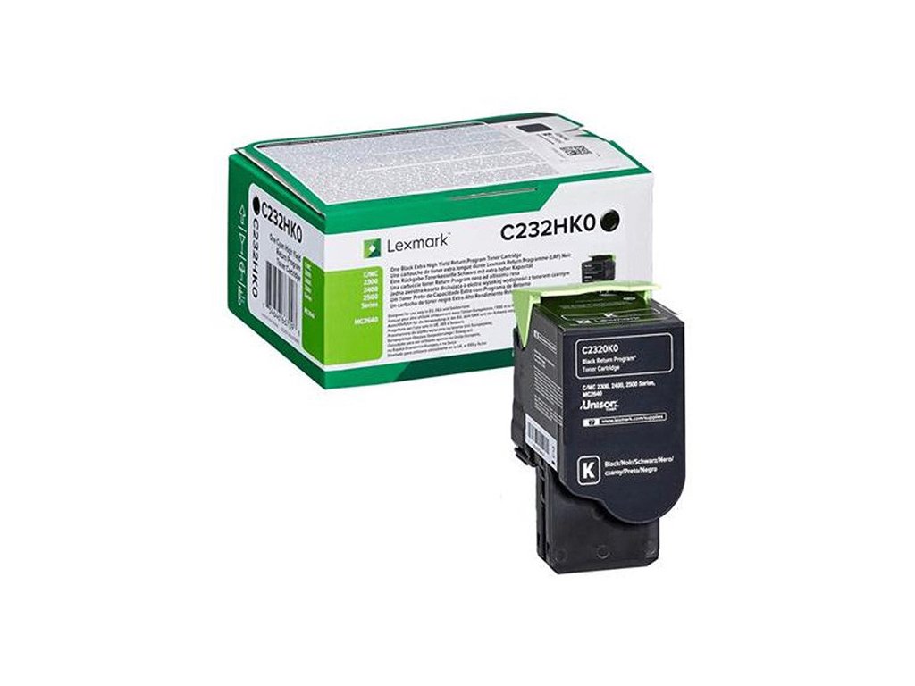 Lexmark originál toner C232HK0, black, 3000str., high capacity, return