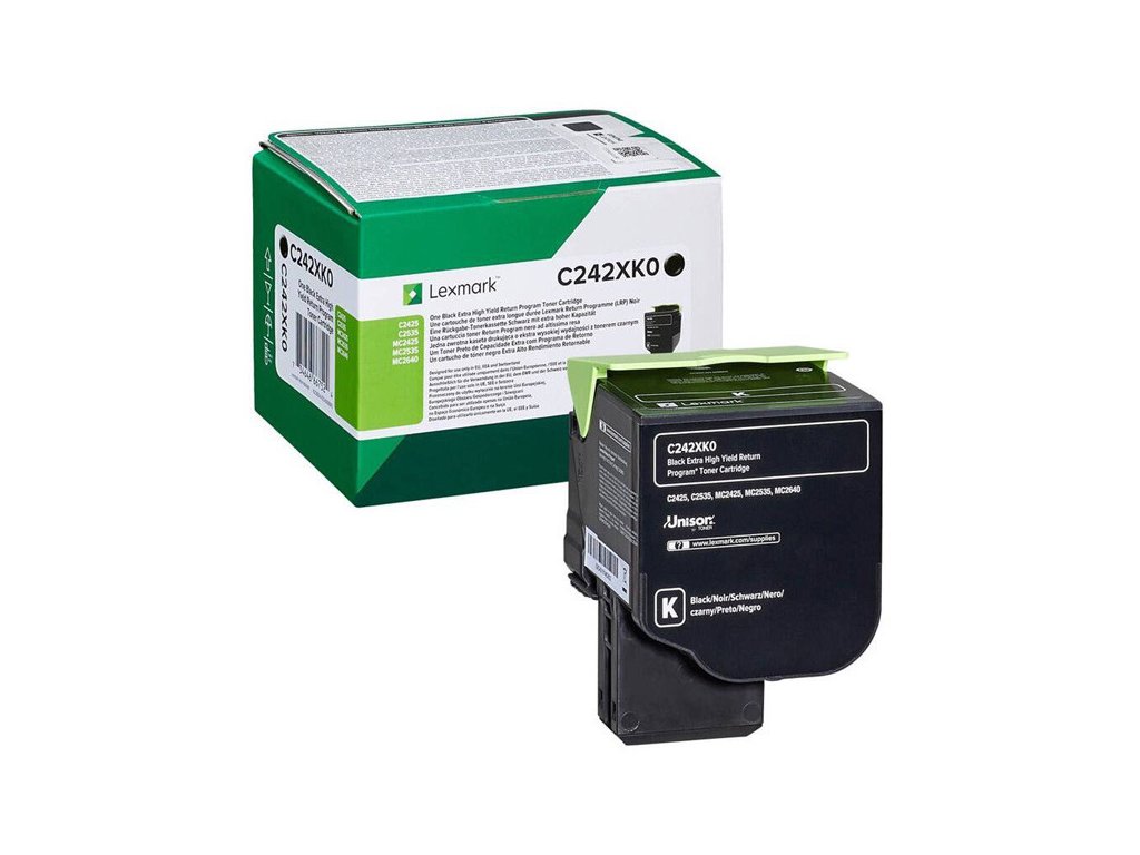 Lexmark originál toner C242XK0, black, 6000str., extra high capacity, return