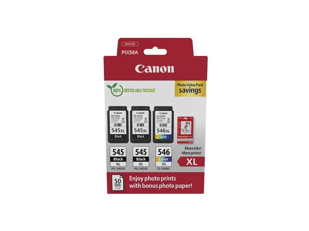 Canon originál ink PG-545XL/CL-546XL, 8286B013, black/color, 2x black+color, Multi-pack