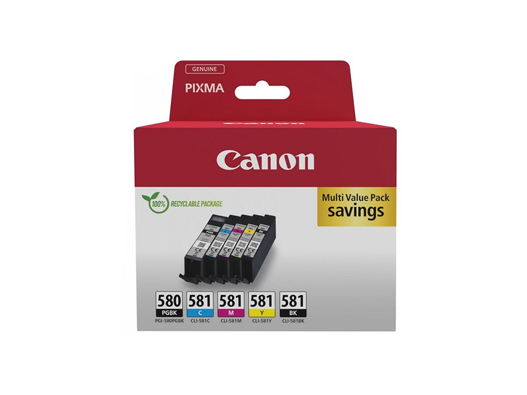 Canon originál ink PGI-580 PGBK/CLI-581 CMYK, 2078C007, CMYK, blister, 1*11.2 + 4*5.6ml, 5-pack
