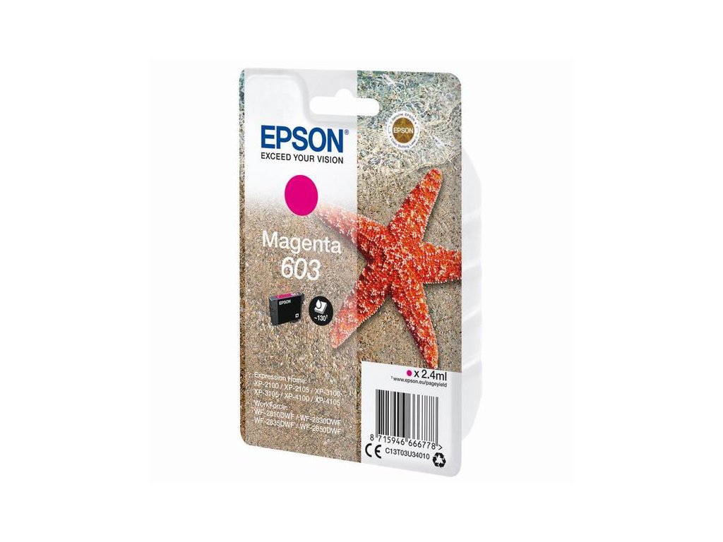 Epson originál ink C13T03U34020, magenta, blister s ochranou, 2.4ml