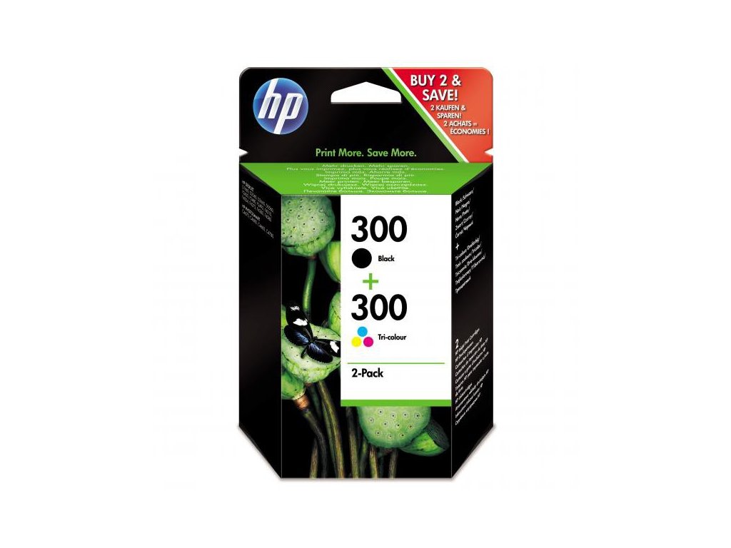 HP originál ink CN637EE, HP 300, black/color, 2 x 200str., 2x4ml, 2-pack + paper