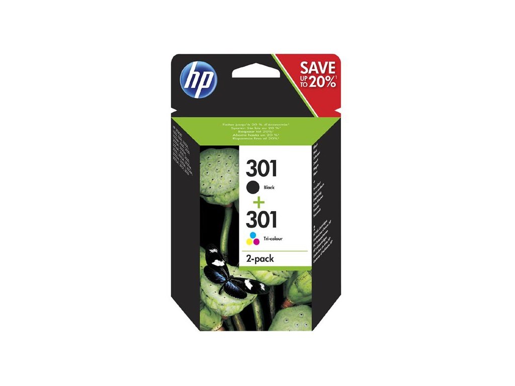 HP originál ink N9J72AE, HP 301, black/color, 190/165str., 2-pack