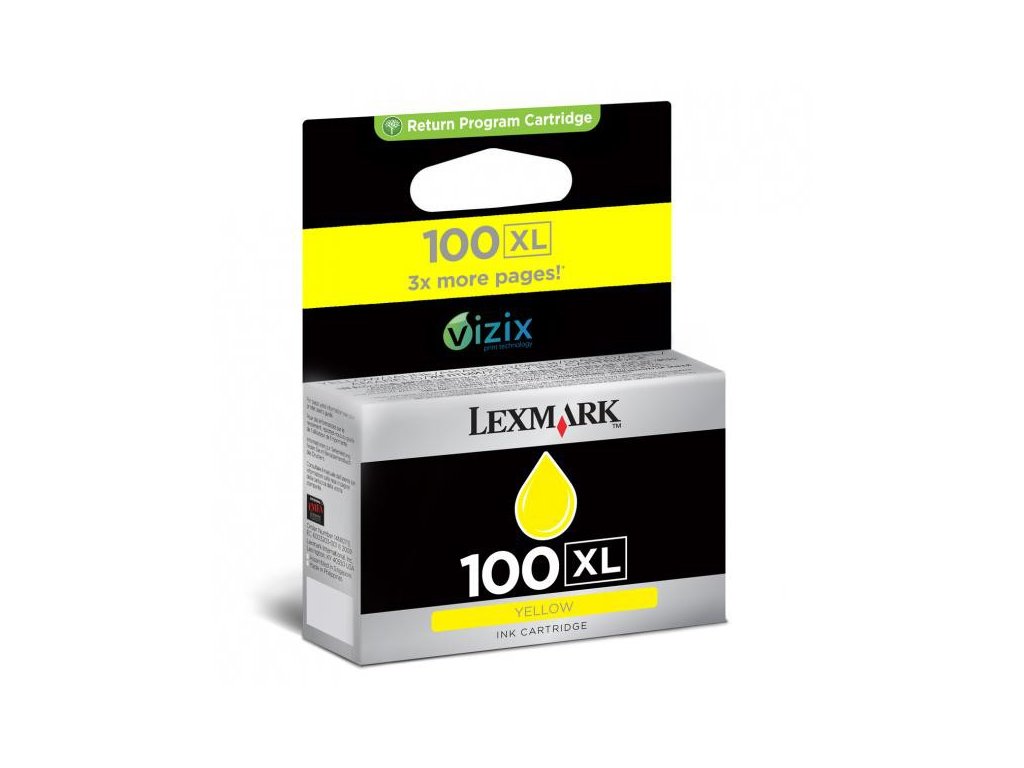Lexmark originál ink 14N1071E, #100XL, yellow, return, 600str.