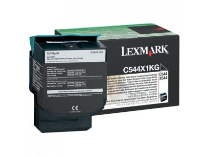 Lexmark originál toner C544X1KG, black, 6000str., extra high capacity, return