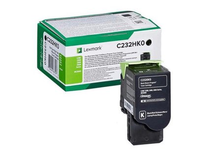 Lexmark originál toner C232HK0, black, 3000str., high capacity, return