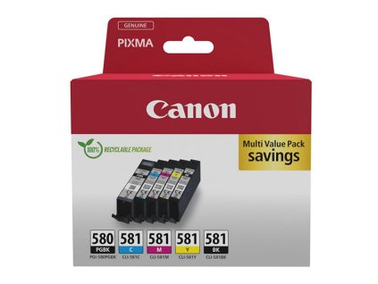 Canon originál ink PGI-580 PGBK/CLI-581 CMYK, 2078C008, CMYK, blister s ochranou, 1*11.2 + 4*5.6ml, 5-pack