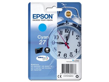 Epson originál ink C13T27024012, 27, cyan, 3,6ml