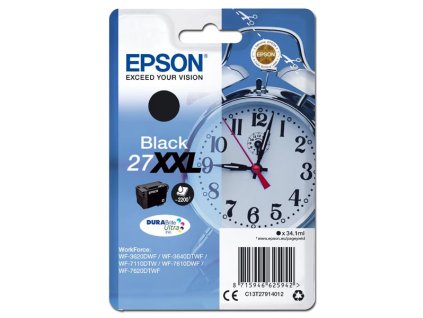 Epson originál ink C13T27914012, 27XXL, black, 34,1ml