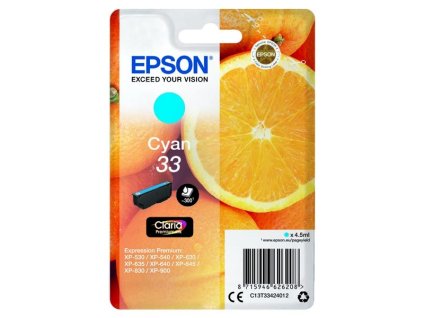 Epson originál ink C13T33424012, T33, cyan, 4,5ml