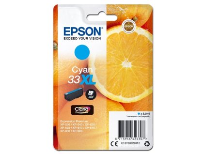 Epson originál ink C13T33624012, T33XL, cyan, 8,9ml