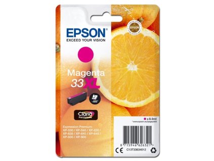 Epson originál ink C13T33634012, T33XL, magenta, 8,9ml