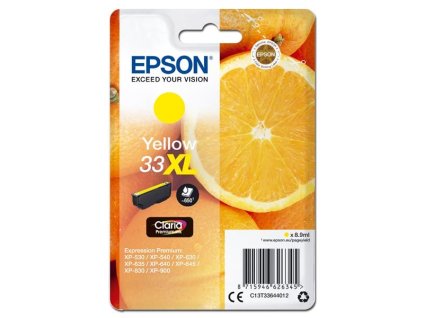 Epson originál ink C13T33644012, T33XL, yellow, 8,9ml