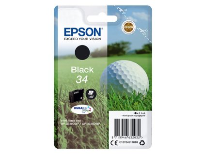 Epson originál ink C13T34614020, T346140, black, s ochranou, 6.1ml