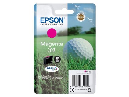 Epson originál ink C13T34634010, T346340, magenta, 4.2ml