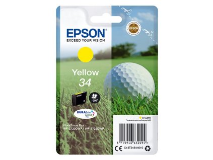 Epson originál ink C13T34644020, T346440, yellow, s ochranou, 4.2ml