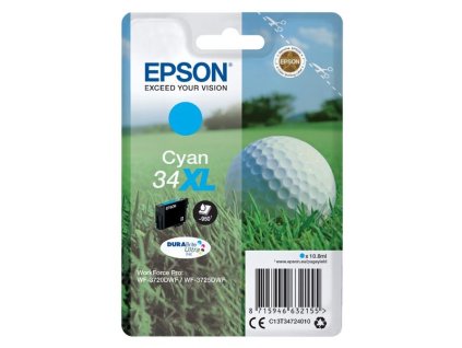 Epson originál ink C13T34724010, T347240, 34XL, cyan, 10.8ml