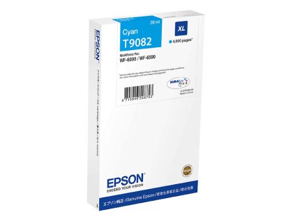 Epson originál ink C13T90824N, T9082, XL, cyan, 39ml