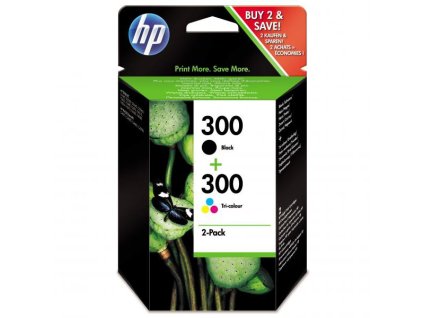 HP originál ink CN637EE, HP 300, black/color, 2 x 200str., 2x4ml, 2-pack + paper